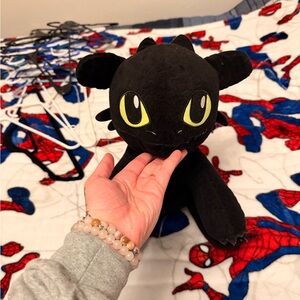 toothless Black Plush Dragon with Yellow Eye Accent